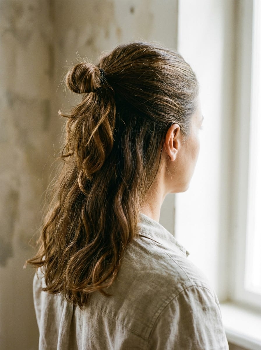 Mini Half-up Bun - Schnelle Morgenfrisur